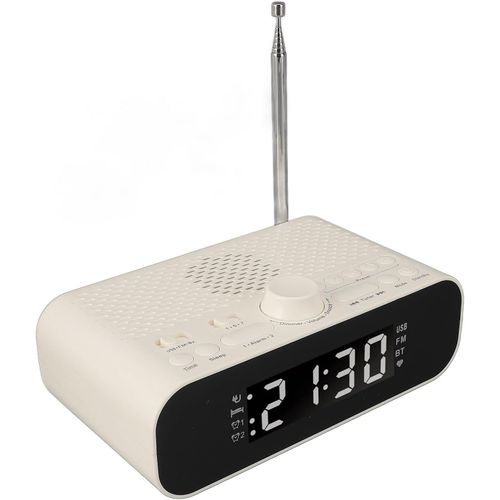 Radio-Réveil Numérique, Double Réveil, Haut-Parleur, Radio FM avec Port de Chargement USB, Connexion 5.0, Longue Durée de Vie de la Batterie, Fonction Snooze, Minuterie de Mise