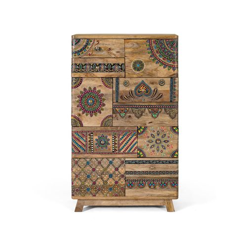 Commode En Bois Manguier Peint À La Main