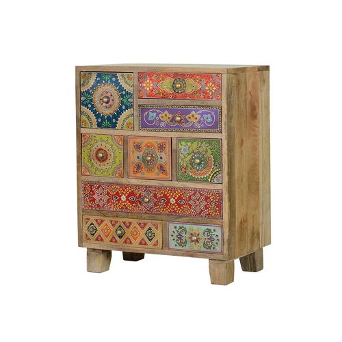 Commode Multicolore En Bois De Manguier Peint ¿ La Main
