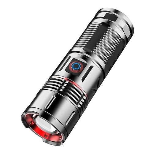 Lampe De Poche Télescopique À Zoom Laser Blanc D'extérieur X6 (Noir)-Noir