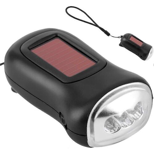 Lampe de poche solaire à manivelle, lampe de poche rechargeable à énergie solaire, lampe torche LED dynamo d'urgence pour camping en plein air