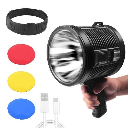 Projecteur rechargeable, 100 000 lumens, LED, grande lampe de poche portable, super lumineuse, pour l'extérieur