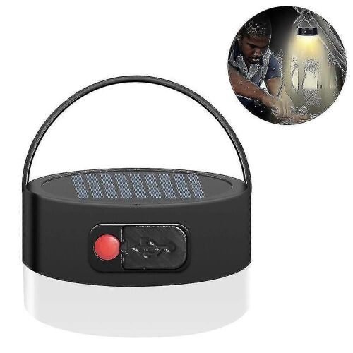 Lampes de camping, lampe de poche solaire rechargeable, multifonctionnelle, portable, LED, étanche, ronde, pour randonnée, pêche, voyage en plein air