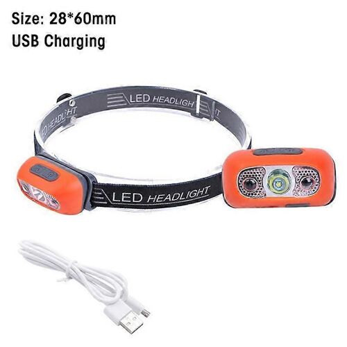 Mini Lampe De Sauna Led Avec Détecteur De Mouvement, Chargement Usb, Lumières Vives, Étanche, Portable, Extérieur, Camping, Pêche, 3 Modes-Lampe À Capteur - Orange
