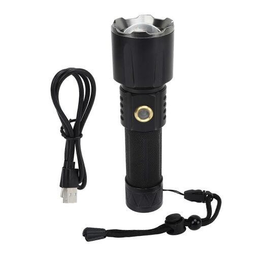 Lampe torche zoomable, lumière blanche haute luminosité, chargement de type C, portée de 1 500 m, pour l'extérieur