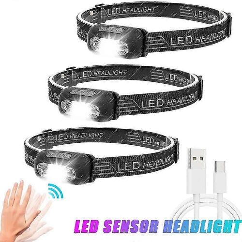 Trovemart Mini Lampe Frontale Led Avec Capteur De Mouvement, Rechargeable Par Usb, Étanche, Idéale Pour Le Camping, La Randonnée Ou L'extérieur