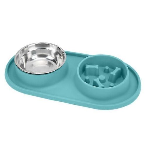 Gamelles Doubles Amovibles Antidérapantes Pour Nourriture Et Eau Pour Chiens Et Chats, Vertes