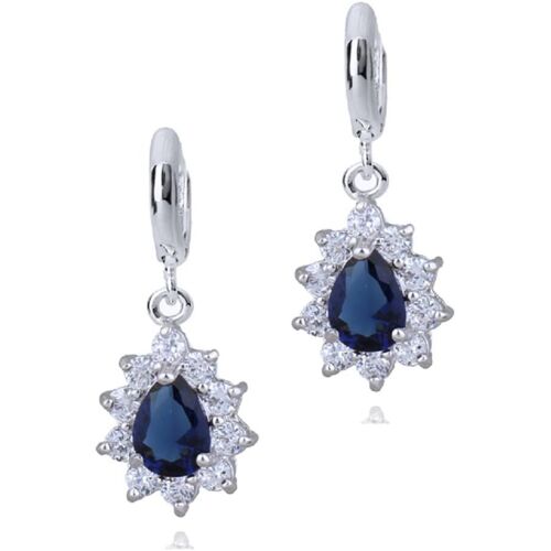 18ct White Gold Plated Teardrop Earrings With Cubic Zirconia Crystals Jewellery For Women And Girls