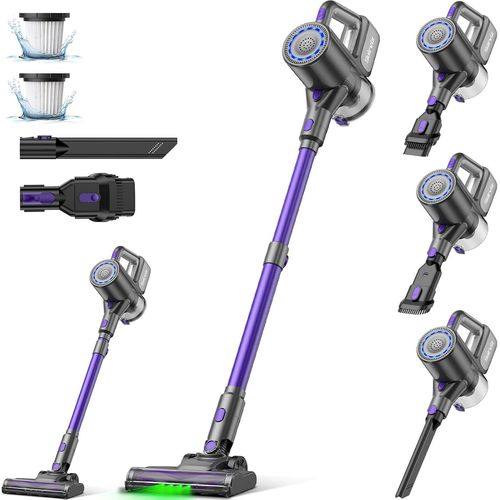 U8 Aspirateur sans Fil, 4 en 1, 40kpa et 35 Min Aspirateur Balai sans Fil, Aspirateur Balai pour Nettoyer Les Poils d'animaux, Sols Durs et Tapis, Lumière LED Verte (U8-IT)