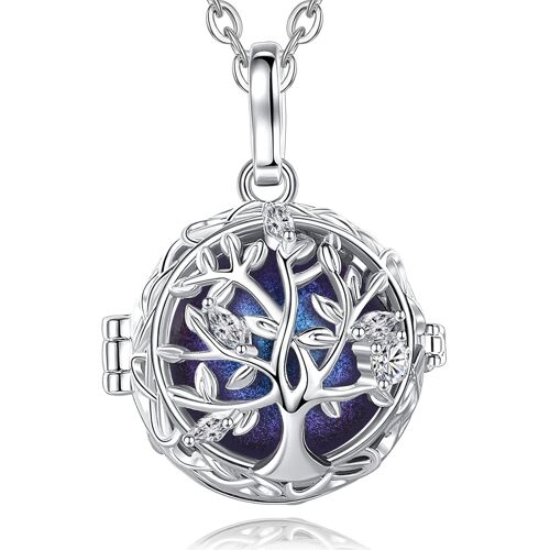 Pregnancy Bola Necklace With Sweet Melody Tree Of Life Pendant Musical Bell For Pregnant Women, 2 Chains