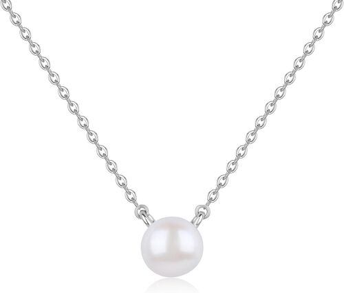 Women's 925 Sterling Silver Natural Freshwater Pearl Pendant Necklace, Gift For Her/Woman/Mother