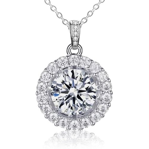 Moissanite Women's Necklace, 925 Silver Pendant, 1-2 Carat Moissanite Diamond, Laboratory-Produced, 925 Silver With 18k White Gold, Pendant Jewellery.