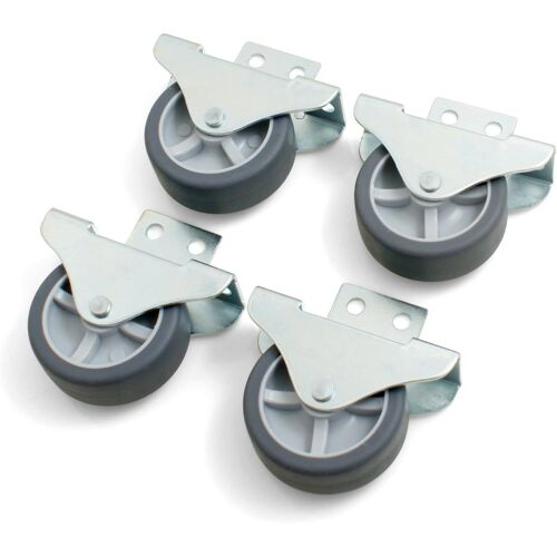 Set Of 4 Fixed Wheels For Screwing On Side 30 X 14 Mm With Soft Rolling Surface