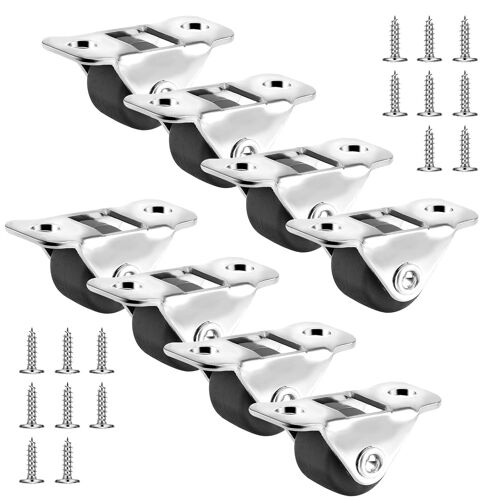 8 Pcs Furniture Rubber Casters Small Fixed Casters Transport Casters Mini Swivel Casters with Metal Plate for Furniture Appliances Equipment Crates