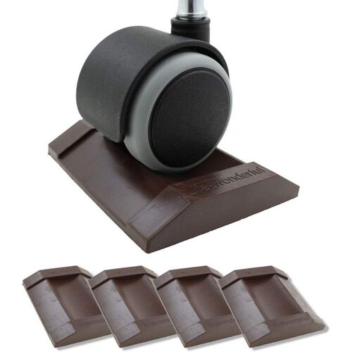 4 x Brown Rubber Wheeled Cups ¿ Non-Slip ¿ Protects the Floor and Prevents Furniture on Wheels from Moving ¿ by