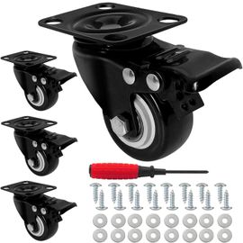 4 Roulettes Pivotantes avec Frein 50mm en Caoutchouc Castor Roues pour Meubles avec Capacité de 280kg Roulette Sans Traces au Sol pour Charge Lourde - Roue en Caoutchouc pour Chariot (Noir)