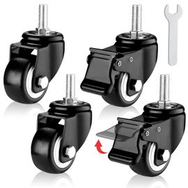 ChenQuanSarl-4 Roulettes Pivotantes 40Mm, Roulettes Pour Meubles Dont 2 Avec Frein, Roulette Sans Traces Au Sol Pour Charge Lourde Jusqu'À 30Kg Pour Tables, Chariots, Armoires, Étagères