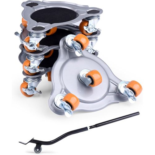 MEVRONISSHOP-Kit de roulettes pour Meubles Lourds Charge de 400 kg, Leve Meuble Lourd avec roulettes en Rotatif à 360°avec Frein pour Deplace Meuble Ainsi Que Réfrigérateur et Machine à Laver