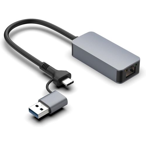 Adaptateur réseau USB LAN 2,5 G, 2 en 1 USB-C Ethernet, 100/1000/2500 Mbps, adaptateur LAN pour PS4, PS5, Switch, Steam Deck, XPS, TV Box, iPad, MacBook, smartphone, tablette, ordinateur portable