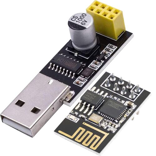 ESP8266 ESP-01 Module Émetteur-Récepteur série sans Fil WLAN WiFi avec Adaptateur USB Compatible avec Arduino et Raspberry Pi incluant Un E-Book!