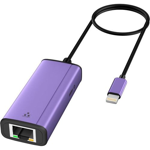 Adaptateur Lightning Vers Ethernet 1000 Mbps, Adaptateur Réseau 2 En 1 Iphone Ipad Vers Rj45 Ethernet Lan Avec Port De Charge, 1 Gigabit Haut Débit, Plug And Play (1,77 Pi)[Z2112]