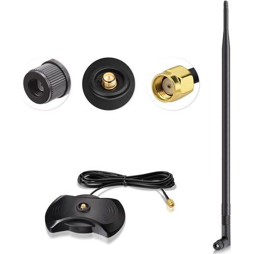 ZigBee WiFi Antenna 2.4G/5.8G RP-SMA Tilt and Rolling WLAN Antenna 12dBi with Magnetic Base for WiFi Card PCI Cards Router WiFi Wireless Bluetooth Bluetooth