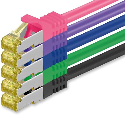 Câble Réseau Cat7 Cat 7 10 GB/s - 5X 1m - RJ45 Ethernet LAN DSL Routeur Modem - 5 Couleurs