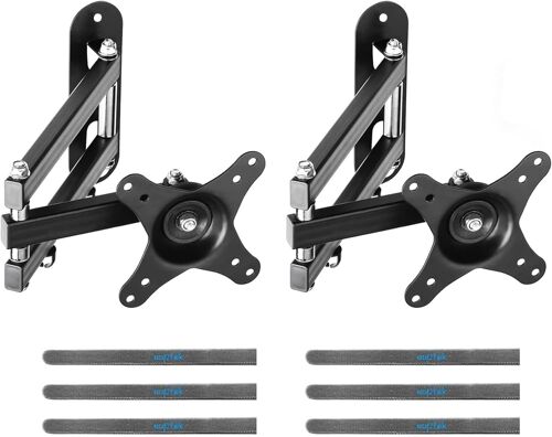 VornixorSarlshop-Suptek Support Mural TV pour Moniteur et Télévision Plat/Incurvé de 15-32 Pouces, Rotation à 360° Inclinaison 20°, VESA 75x75 / 100x100mm, Support TV Mural, 2 Packs (MA2720-2)