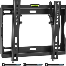 Support Mural Tv Pour Ecran Plat Led/Lcd/Oled De 17 À 45 Pouces, Support Mural Ultra-Mince Inclinable Jusqu'À 30 Kg, Max Vesa 200X200 Mm, Niveau À Bulle Et Attaches De Câble Inclus