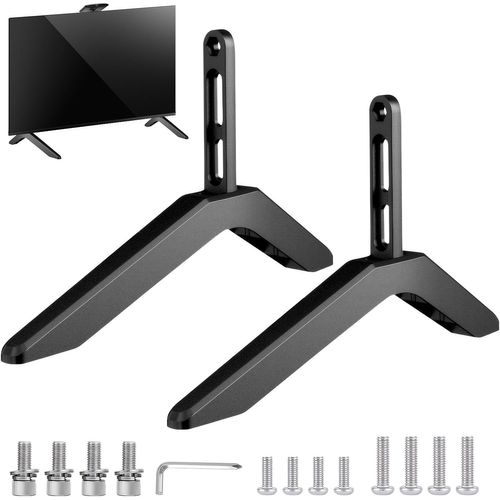 Pieds de Support TV Universels, Support de Base de Remplacement pour Téléviseur de 32 à 65 Pouces, Pieds de Meuble TV Noirs avec Patins Antidérapants et Vis pour Écran Plat LCD LED Plasma