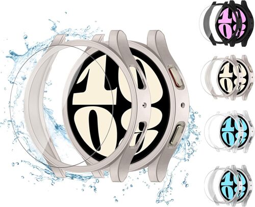 Kalanka-4+4pièces Coque+Verre Pour Samsung Galaxy Watch 6 40mm 44mm 43mm 47mm, Anti-Buée Films De Protection En Verre Trempé Et Coque Pare-Chocs En Polycarbonate Rigide Pour Galaxy Watch 6 Cover