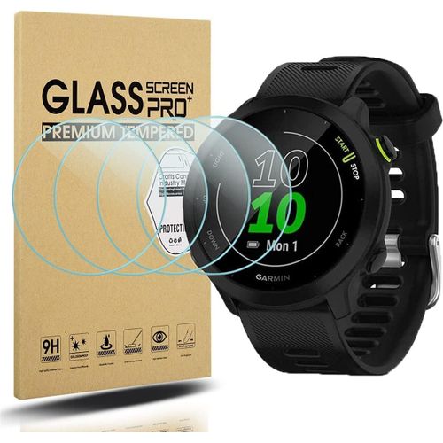 Lot 4x Verre Trempé 9h Pour Garmin Forerunner 55/45/45s - Protection Écran Hd Anti-Rayures & Anti-Traces, Bords 2.5d Ultra-Fin 0,33 Mm