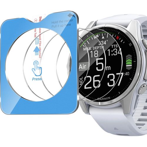 Cauc-Verre Trempé Pour Garmin Fenix 8 Amoled 47mm Avec Une Aide Au Positionnement Pour L'installation [3 Pièces], 9h Dureté Protection Écran Film Protection Montre Sans Bulles Vitre Trempé