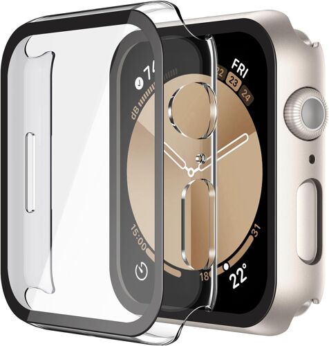 2 Pièces Pc Protection Ecran Verre Trempé Compatible Avec Apple Watch Series 6 Se Series 5 Series 4 44mm, Coque Anti-Chute Résistant Aux Rayures Pour Iwatch, 1 Lumière Étoiles + 1 Transparent