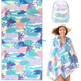 Serviette De Plage 180 X 90cm Serviette De Plage Microfibre Anti Sable Sechage Rapide Pour Plage/Piscine/Chaises De Plage Drap De Plage (Fleurs Et Plantes Tropicales)