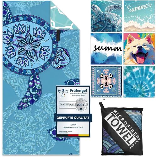 Kal-Serviette De Plage - 180 * 100 Cm Grande Serviette De Plage Avec Sac De Rangement, Serviette Microfibre Anti Sable & Séchage Rapide, Adaptée À La Plage, Aux Voyages Et Aux Piscines