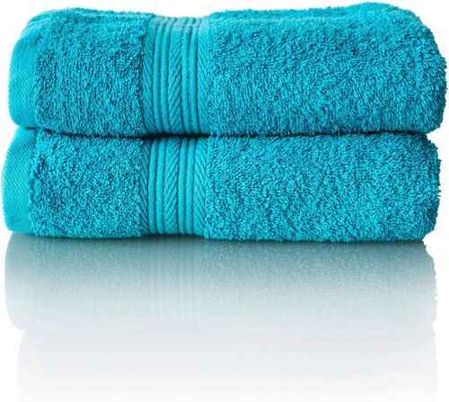 Lot De Serviettes Éponge De Qualité Supérieure,Gamme Disponible En 6 Coloris Et 5 Tailles,Coloris : Turquoise,2 Serviettes De Toilette De 50 X 100 Cm