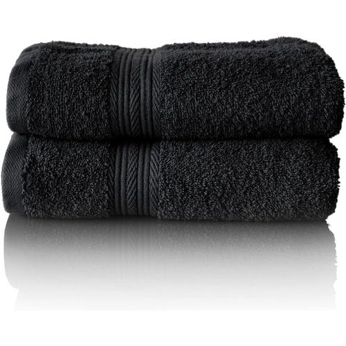 Lot De Serviettes Éponge De Qualité Supérieure,Gamme Disponible En 6 Coloris Et 5 Tailles,Coloris : Noir,2 Serviettes De Toilette De 50 X 100 Cm