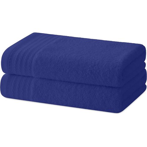Lot De 2 Essuie-Mains-Serviettes De Bain-100% Coton-480g/M2-100x50 Cm-Marin