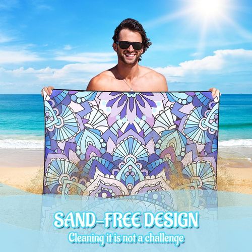 Few-Serviette De Plage Xxl 2er Ensemble 90 * 180cm, Grande Serviette En Microfibre À Séchage Rapide, Serviette De Bain Sans Sable, Couverture De Plage Pour Femmes. (Tortue + Mandala)