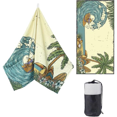 Serviette De Plage En Tissu Éponge Dans Le Style Hawaïen,Grande Serviette De Plage 90x180cm,Drap De Plage Xxl,Contient Un Sac,Douce,Légère,Absorbante,Plage,Bain,Piscine,Vacances