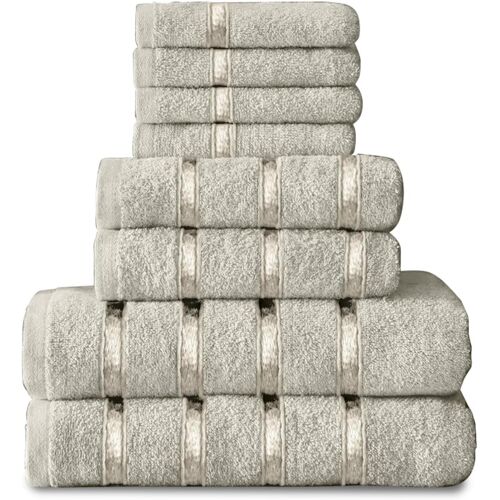 Gc Luxueux 100% Coton 8pc Serviette Bale Lot Égyptien Face À La Main De Bain De Salle De Bain Crème Neuf