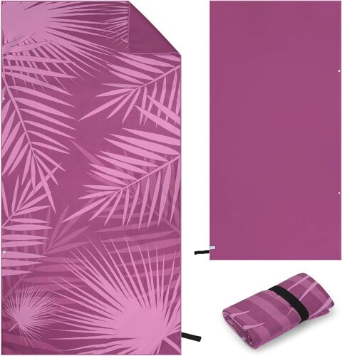 Kal-Serviette Plage Microfibre 90x180cm - Serviette De Plage Xxl Souplesse Agréable Pour Peau - Drap De Plage Séchage Rapide/Entretien Facile - Feuille De Palmier Rouge Beach Towel,Pour Plage,Yoga