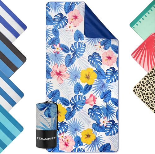 Serviette De Plage Microfibre-Séchage Rapide & Anti-Sable-Drap De Plage Xxl 90x180 Cm-Compacte & Légère-Serviette Piscine-Fleures Tropicales