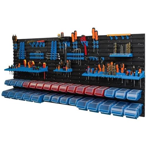 Étagère Murale 173 X 78 Cm Avec 30 Pcs Boîte Avec Un Couvercle Rouge Et Bleue Xl