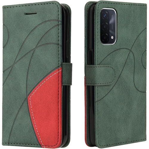 KAL-Housse Pour Telephone Oppo A54 5G/Oppo A74 5G Etui, Pu/Tpu Rétro Retourner Cuir Coque Magnétique Anti Chute Portefeuille Protection Case Cover, Vert