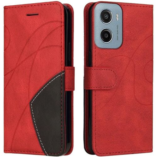 KAL-Housse Pour Telephone Motorola Moto G05 Etui, Pu/Tpu Rétro Retourner Cuir Coque Magnétique Anti Chute Portefeuille Protection Case Cover, Rouge