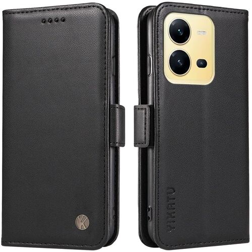 KAL-Coque Pour Vivo X80 Lite Etui, Simple Retourner Cuir Magnétique Anti Chute Portefeuille Protection Housse, Noir