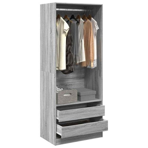Vidaxl Garde-Robe Sonoma Gris 80x50x200 Cm Bois D'ingénierie