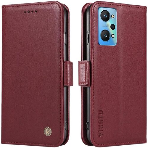 KAL-Coque Pour Realme Gt Neo 3T/Gt Neo 2/Realme Gt2 Etui, Simple Retourner Cuir Magnétique Anti Chute Portefeuille Protection Housse, Winered